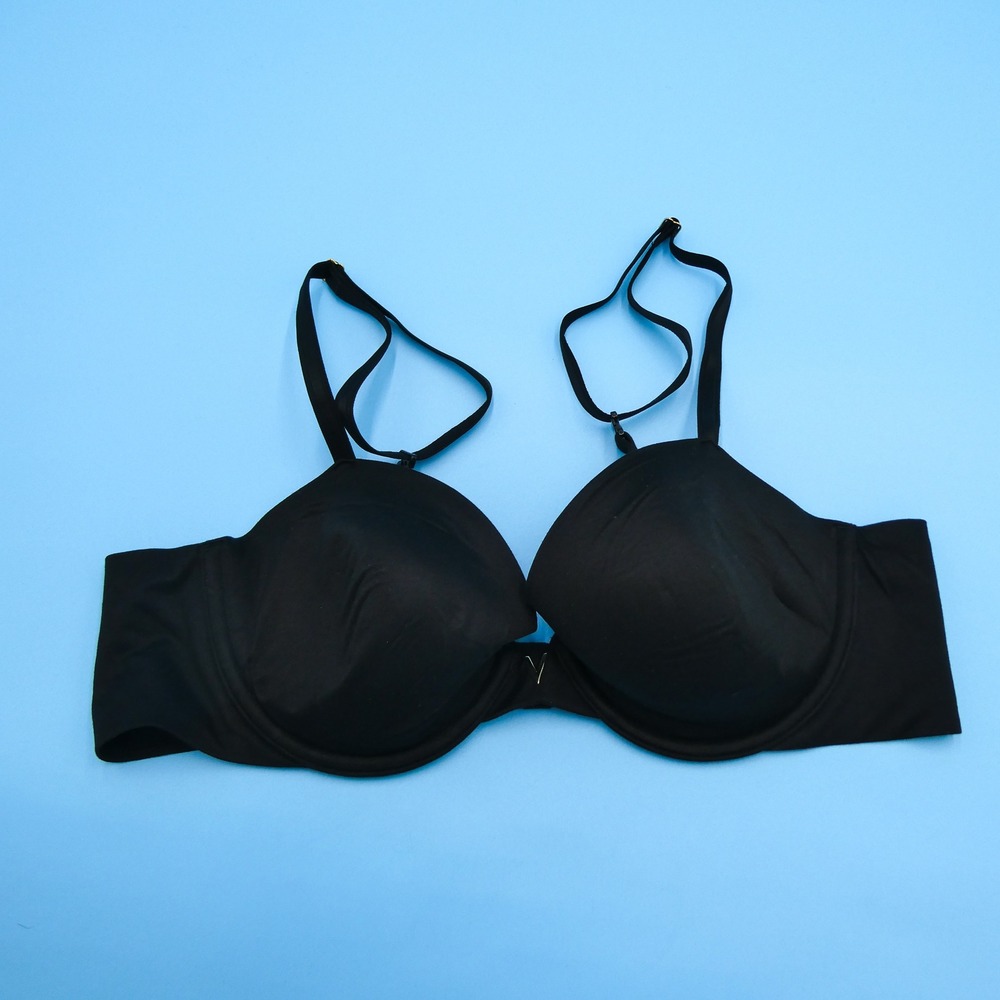 Victoria's Secret Bra Womens 36B Lined Demi Black Gold Hardware Nylon Blend